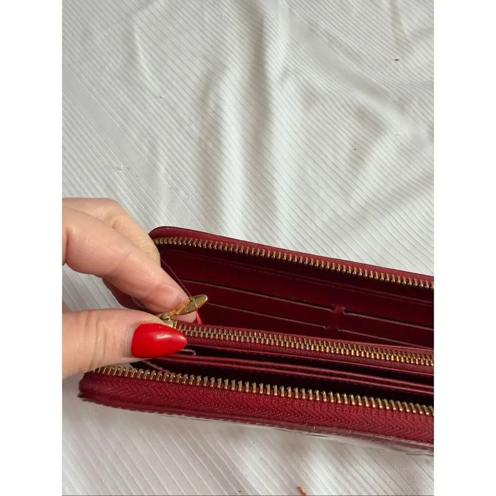 Louis Vuitton Vernis Red Zippy Wallet With Monogram Embossed Patent Leather